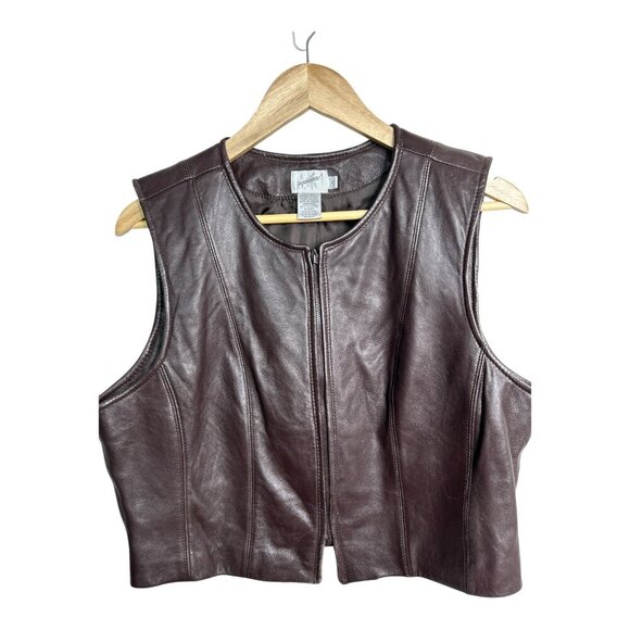 Jacqueline Ferrar Jackets & Blazers - Vtg Jacqueline Ferrar in 2025 Color Trend "Brown" Women's Leather Vest Size 12